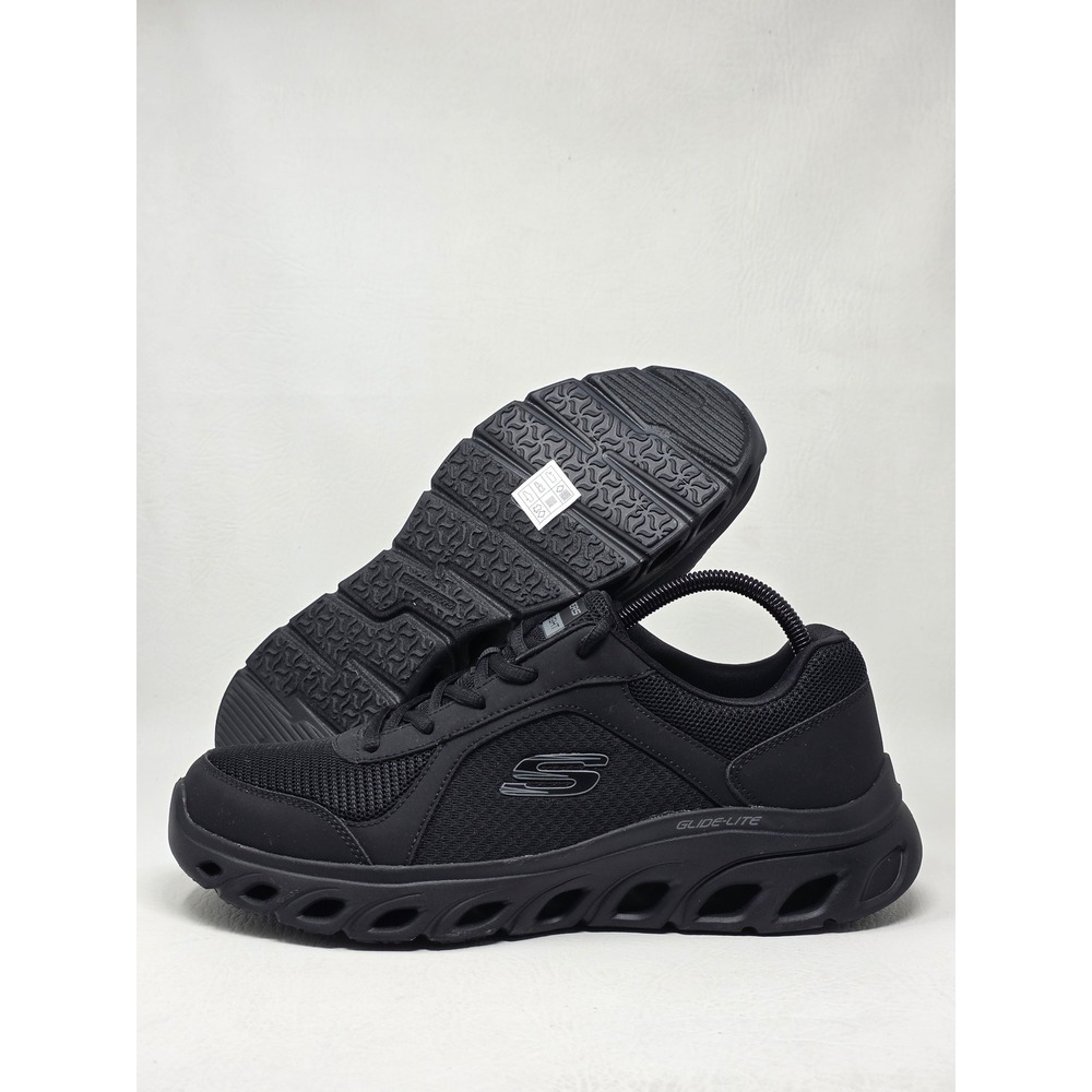 Skechers Glide-Lite Mens 10.5 Black Walking Running Shoes 255190R BBK New